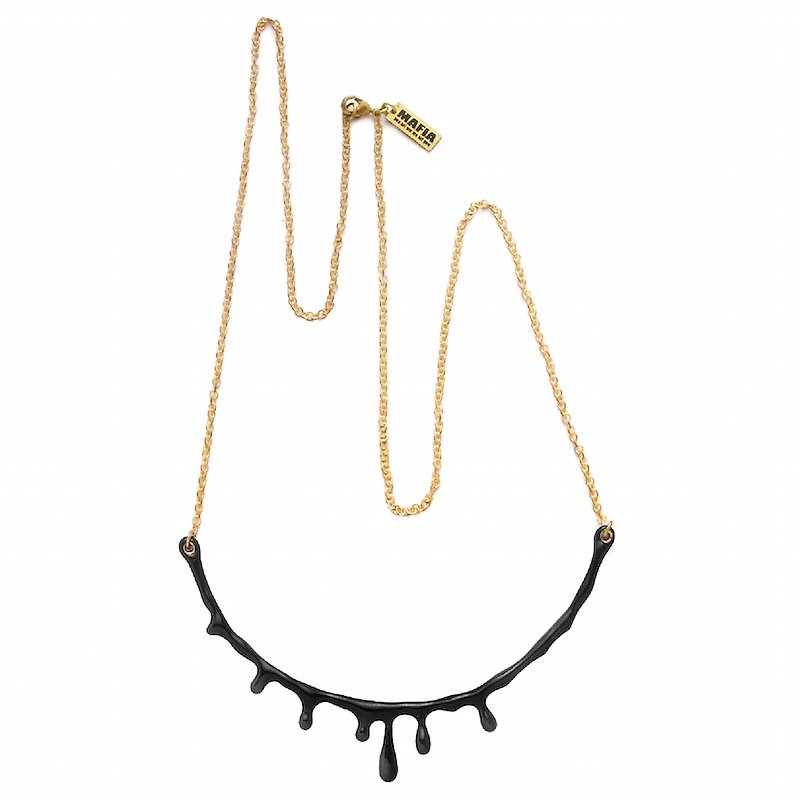 Water Drop  black blood  necklace in brass ,Rocker jewelry ,Skull jewelry,Biker jewelry - 项链 - 其他金属 