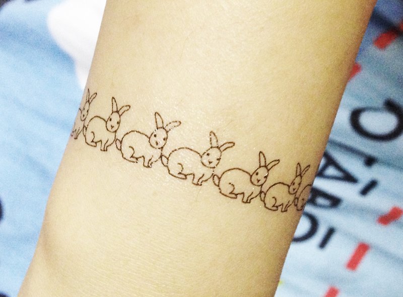 兔子 纹身贴纸 刺青 tattoo sticker - 纹身贴 - 纸 白色
