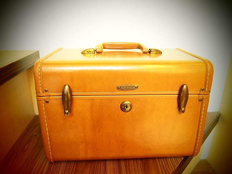 Samsonite 40-50年代 美国古董手提箱 Vintage train case - 行李箱/行李箱保护套 - 其他材质 卡其色