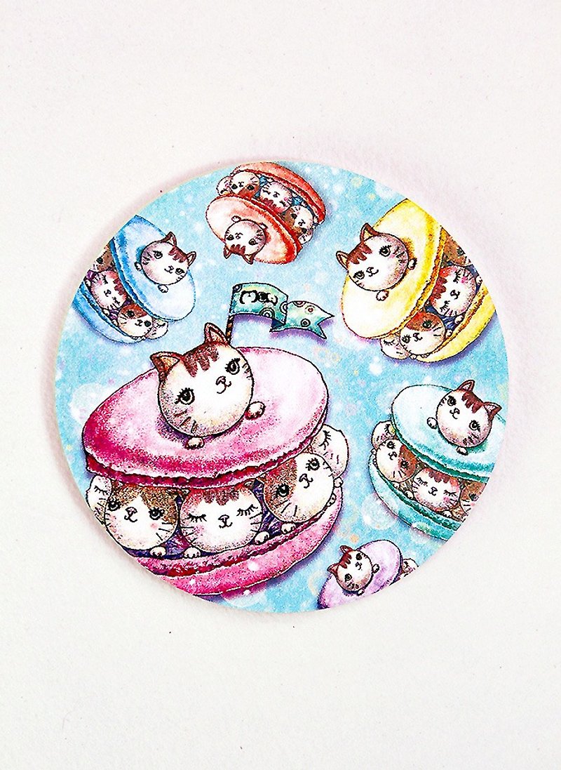 好喵 手绘陶瓷吸水杯垫~猫咪马卡龙 - 杯垫 - 其他材质 
