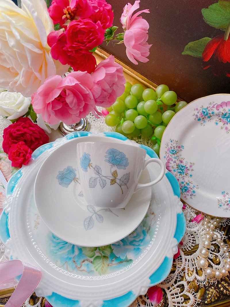 英国骨瓷皇家御用Wedgwood Ice Rose冰玫瑰花茶杯 两件组 - 茶具/茶杯 - 瓷 蓝色