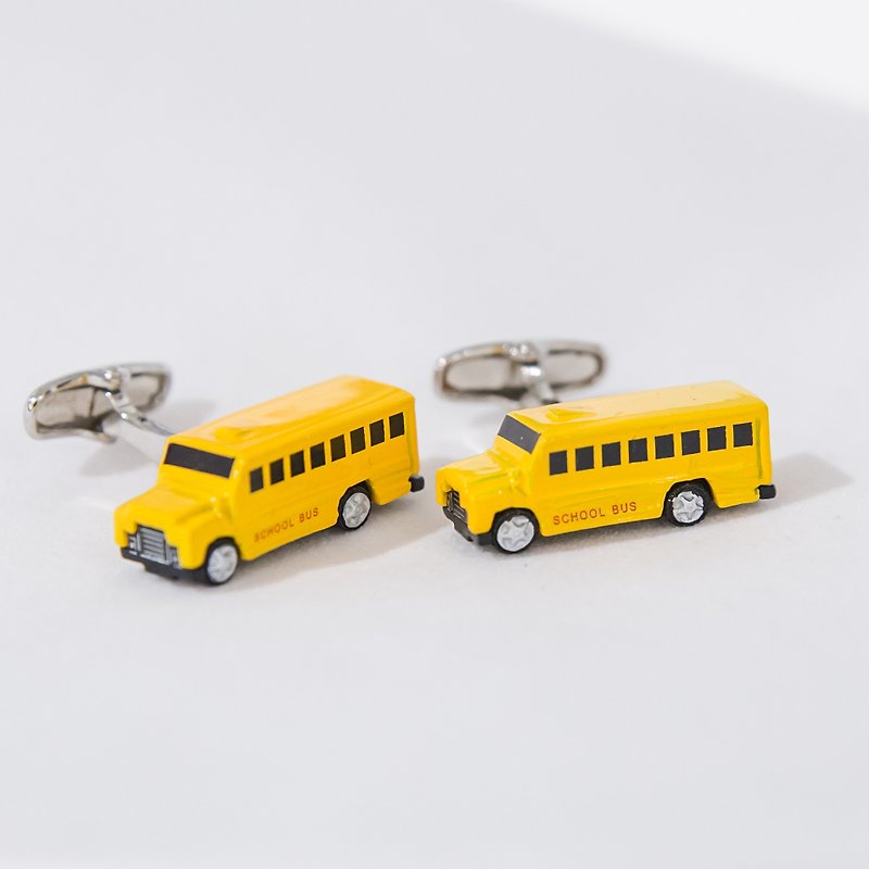 黄色学校巴士袖扣 School Bus Cufflinks - 袖扣 - 其他金属 