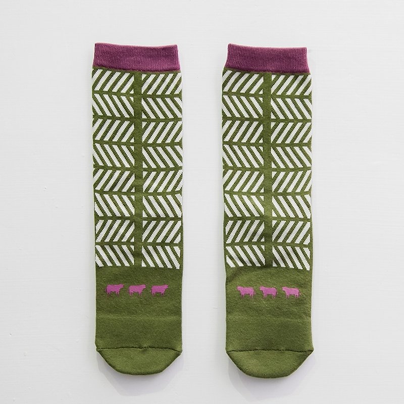 牛吃草款 / 短袜 - 抹茶紫色 - 袜子 - 其他材质 绿色