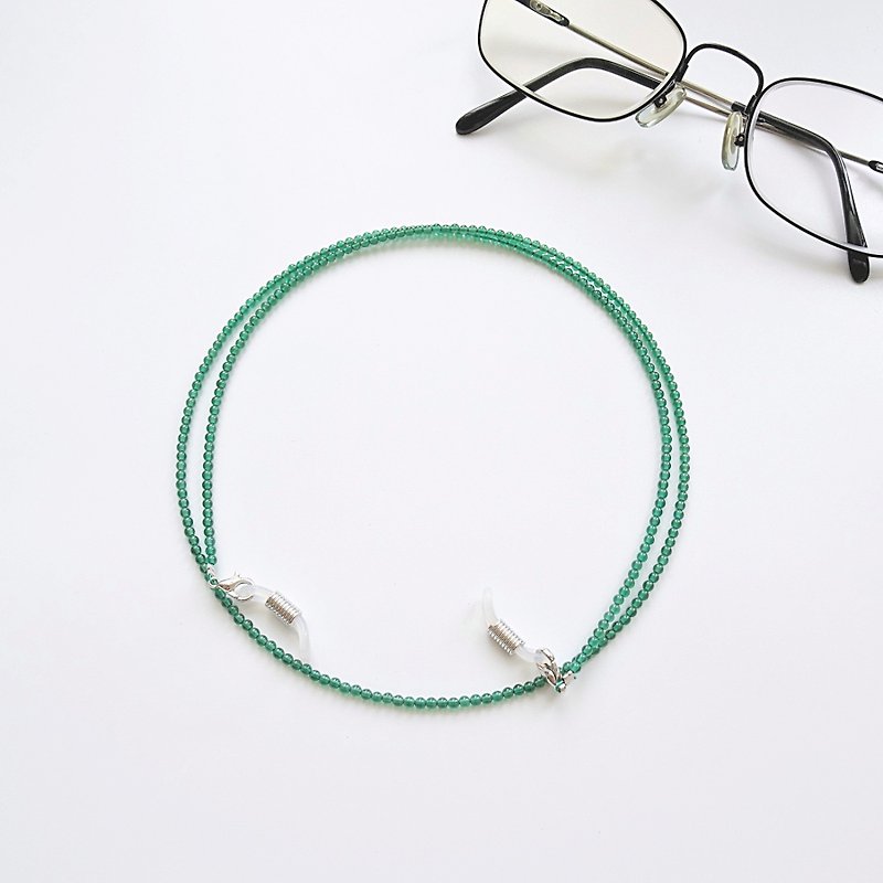绿玛瑙小圆珠眼镜链 - 给妈妈的母亲节礼物 - 项链 - 半宝石 绿色
