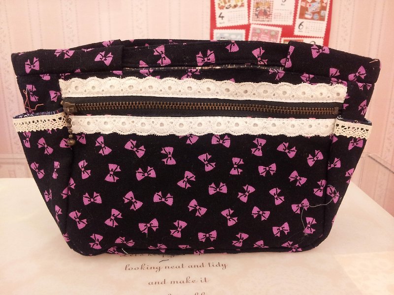 日系包包整理袋-紫色蝴蝶结 - 化妆包/杂物包 - 其他材质 紫色