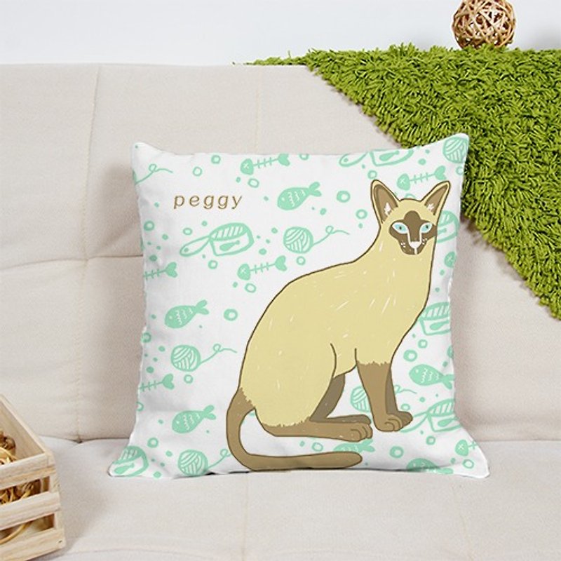可爱暹罗猫插画抱枕AH1-PTFL6 - 枕头/抱枕 - 其他材质 
