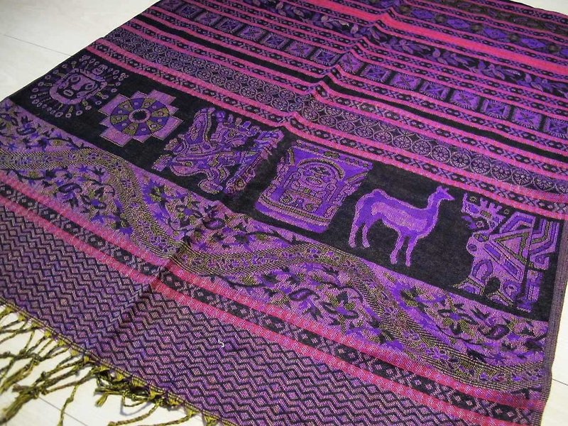 祕鲁图腾风格围巾/披肩-紫粉 - 丝巾 - 其他材质 紫色