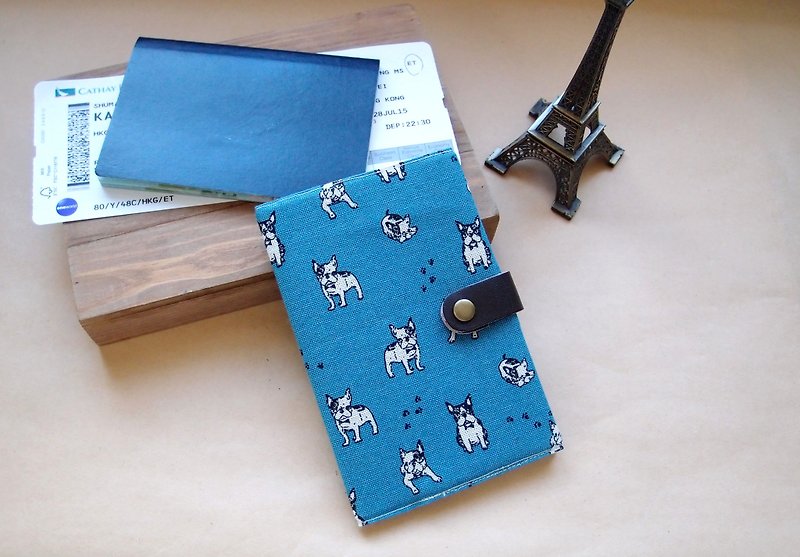 布制护照套  法国斗牛犬  蓝色 - 护照夹/护照套 - 其他材质 蓝色