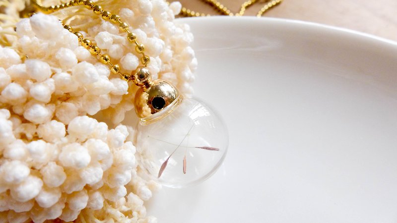 玻璃项链【蒲公英16mm】-XIAO ◆收藏季节系列 七夕 礼物 玻璃 手工 特别 情人节 - 项链 - 植物．花 白色