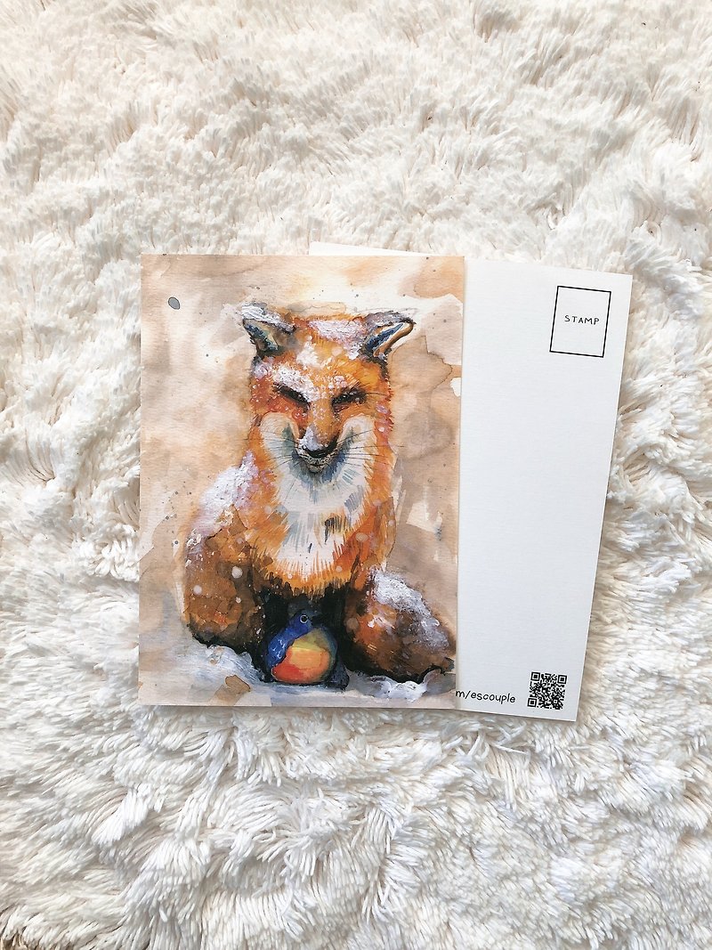 动物 明信片 狐狸与鸟 - 卡片/明信片 - 纸 咖啡色