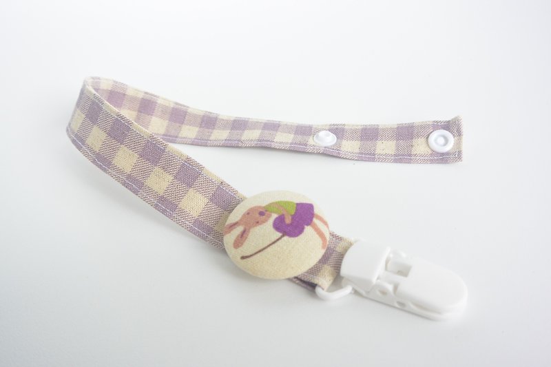 手感布包扣奶嘴链 - Rabbit - 围嘴/口水巾 - 其他材质 紫色