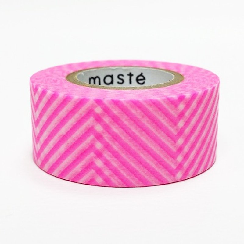 maste 和纸胶带 Basic 海外限定【曲线-萤光粉(MST-MKT140-FPK)】 - 纸胶带 - 纸 粉红色