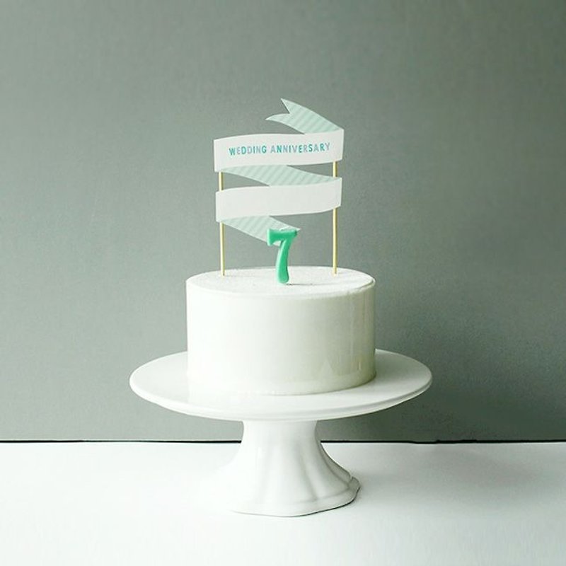 派对小物-蛋糕装饰插旗-结婚纪念日2入组,TNL84123S - 摆饰 - 纸 绿色