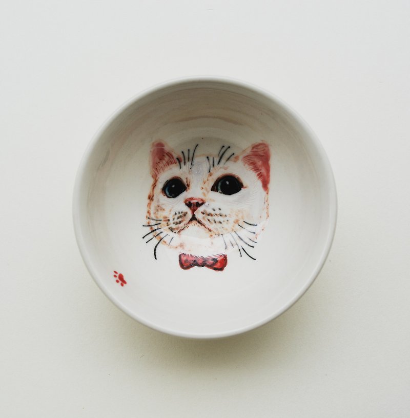 手绘小茶杯-小白猫 - 茶具/茶杯 - 瓷 白色
