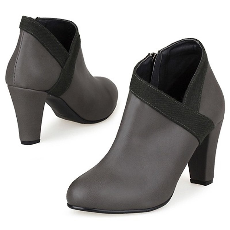 【秋冬鞋款】SPUR 不对称设计短靴 EF8080 GREY - 女款休闲鞋 - 真皮 灰色