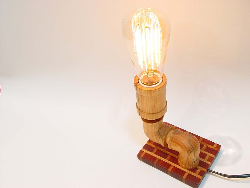 兔比灯：爱迪生灯泡，木作水管灯 - 灯具/灯饰 - 木头 红色