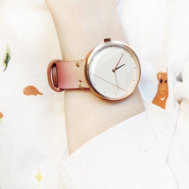 真皮 女表 粉红色 - 有机皮革手表 : 玫瑰色 : TATHATA 原创手工手表