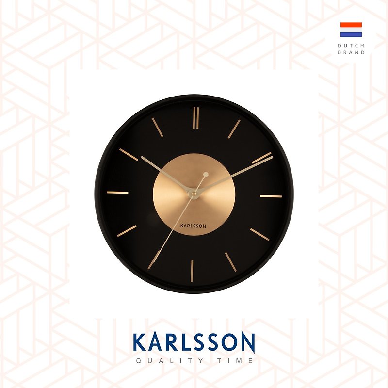 荷兰Karlsson, Wall clock 35cm Gold Disc black 金色撞黑色挂钟 - 时钟/闹钟 - 其他材质 黑色