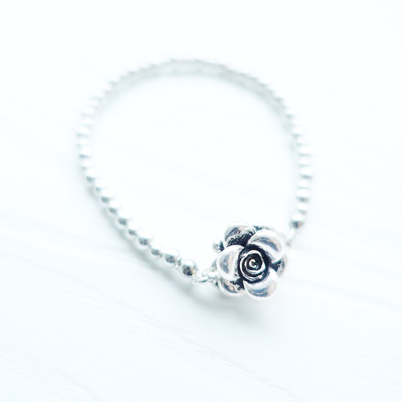 ROSE玫瑰 - 手工玫瑰纯银珠珠简约手链脚链 - 手链/手环 - 其他材质 白色