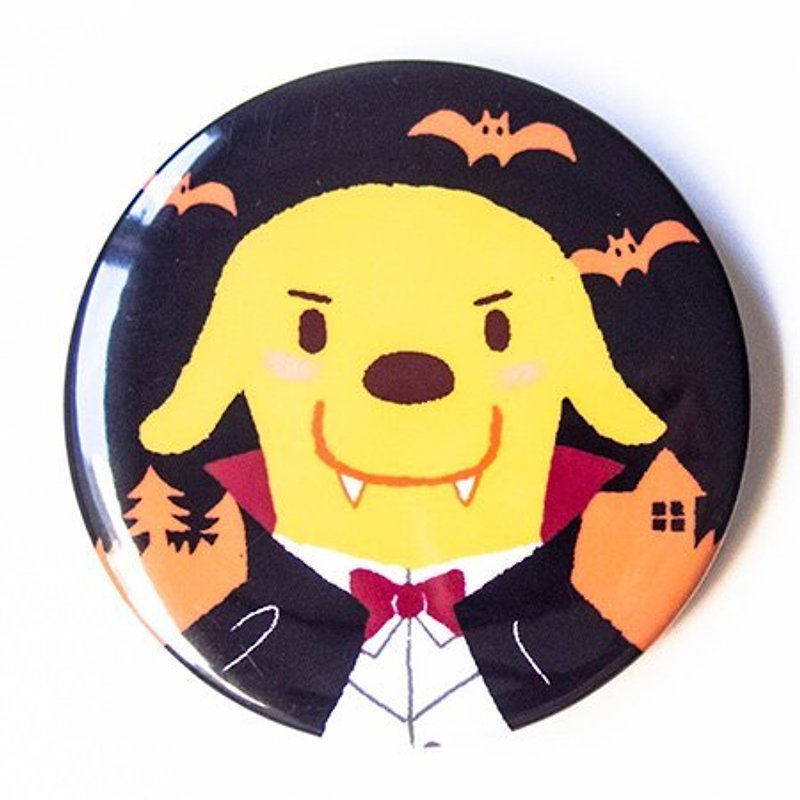 【SamBou】万圣节大圆胸章 :  Dracula狗店长 - 徽章/别针 - 塑料 黄色