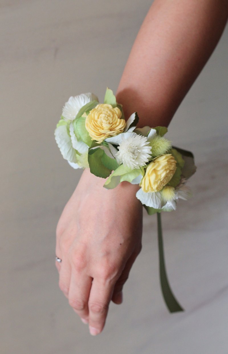 手腕花【干燥花与人造花系列】太阳玫瑰(绿) - 手链/手环 - 其他材质 绿色