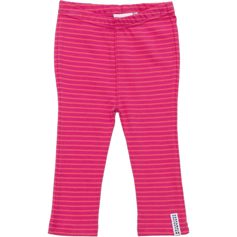【瑞典童装】有机棉7分裤条纹桃红 - 童装裤 - 棉．麻 粉红色