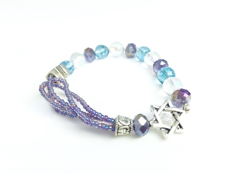 “星空水晶 x 冰钻星星” - 手链/手环 - 其他材质 多色