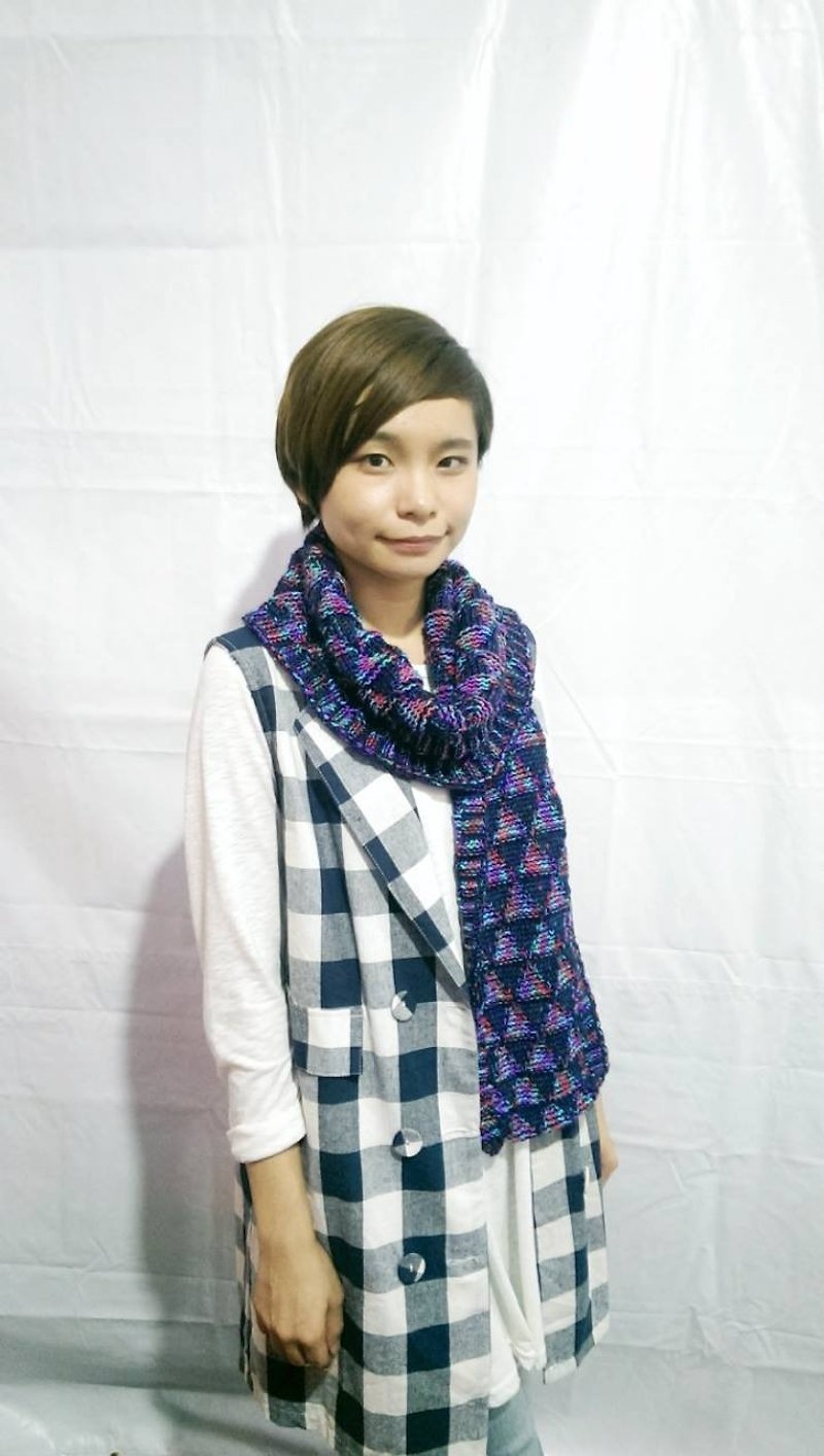 Lan毛线围巾(深底蓝紫) - 丝巾 - 其他材质 多色