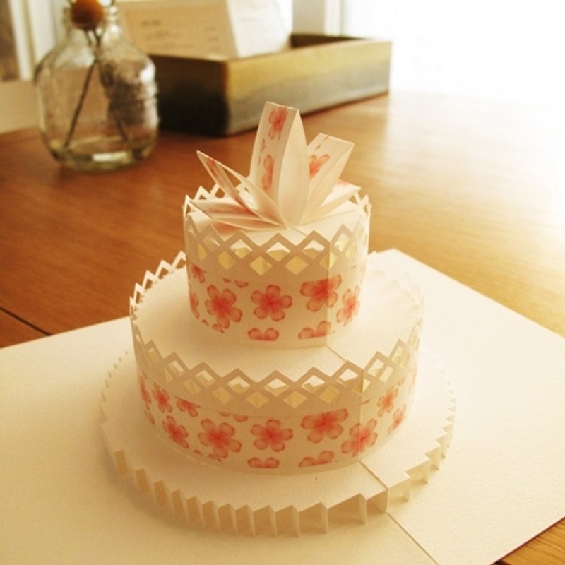立体纸雕蛋糕卡-樱花纷飞 - 卡片/明信片 - 纸 粉红色