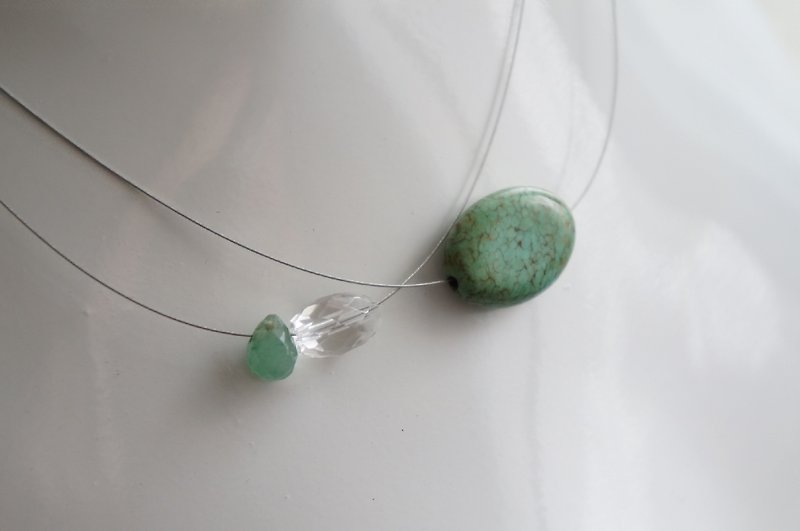 极简天然半宝石绿松石项链 - 项链 - 其他材质 绿色