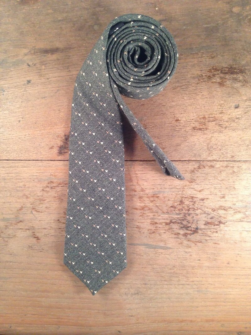 Necktie Green Dot - 领带/领带夹 - 棉．麻 绿色