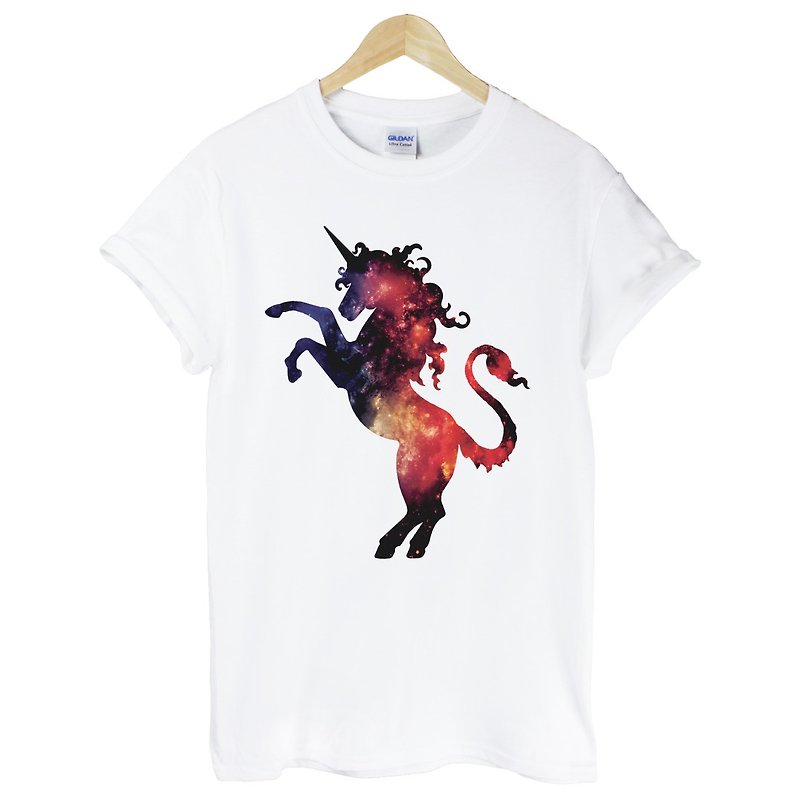 Cosmic Unicorn#2短袖T恤-白色 银河系 独角兽 宇宙 平价 时尚 设计 自创 品牌 时髦 圆 三角形 - 男装上衣/T 恤 - 纸 白色