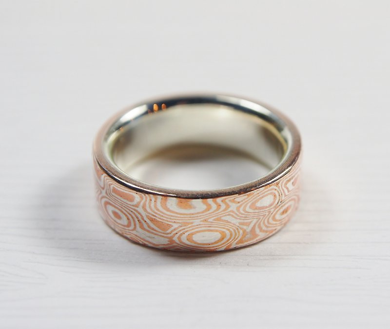 木目金 戒指 (银铜材质) 婚戒订制  Mokume Gane (可订对戒) - 对戒 - 贵金属 多色