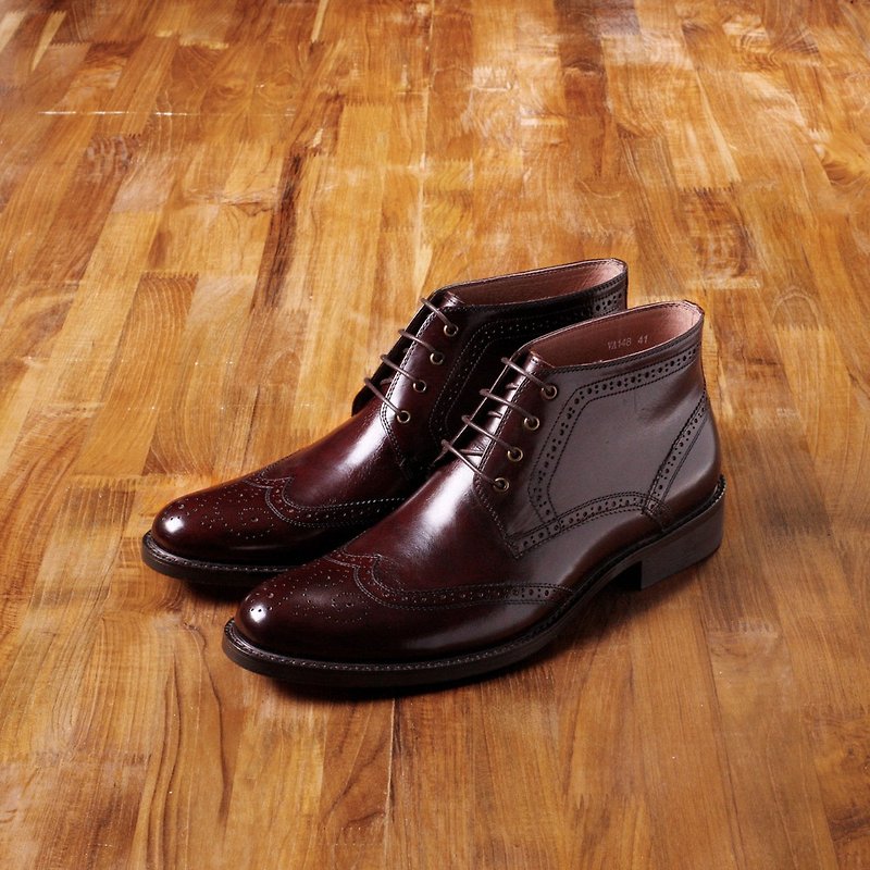 Vanger 优雅美型·绅士风范雕花德比短靴Va148经典咖 - 男款休闲鞋 - 真皮 咖啡色