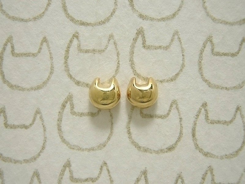 miaow icon earrings K18GP ( cat gold plated silver earrings 貓 猫 镀金物 銀 穿孔耳环 ) - 耳环/耳夹 - 其他金属 黄色
