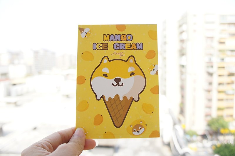 [Mangogirl]柴犬冰淇淋涂鸦明信片(芒果口味) - 卡片/明信片 - 纸 黄色