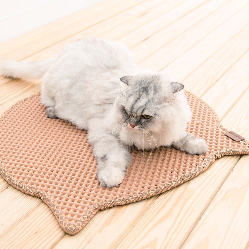 专利双层设计减少猫砂的落猫砂垫-可爱猫咪(褐色) 约51x55.5cm - 猫砂/猫砂垫 - 塑料 咖啡色