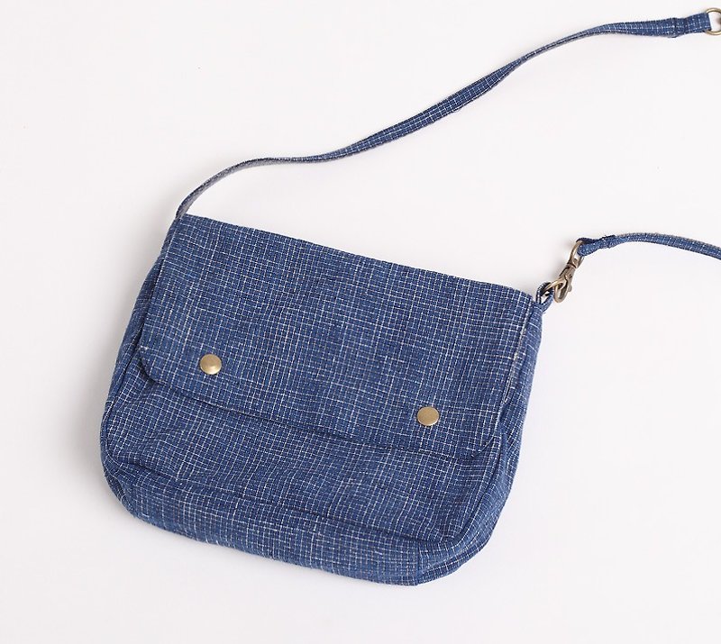 限量-手织(老粗布)系列-多功能随身小包C - 侧背包/斜挎包 - 棉．麻 蓝色