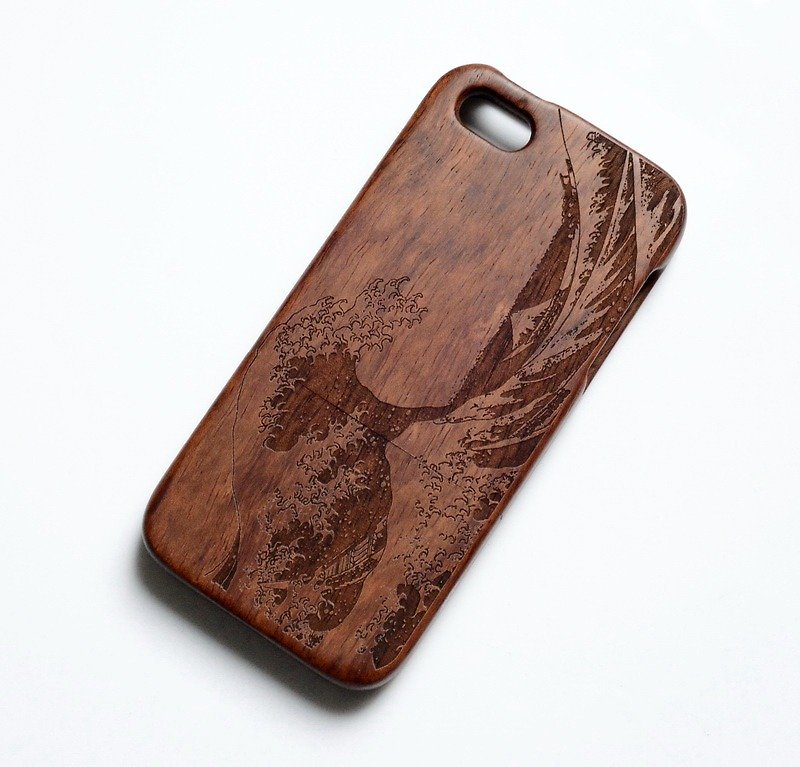客制純木iPhone手機殼，訂做實木三星Samsung手機殼,創意禮品, 海浪 - 手机壳/手机套 - 木头 