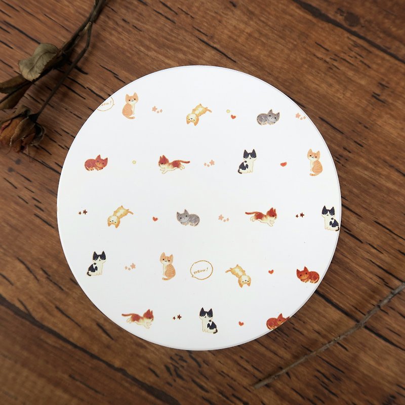 吸水陶瓷杯垫//猫咪的自在午后 - 杯垫 - 其他材质 白色