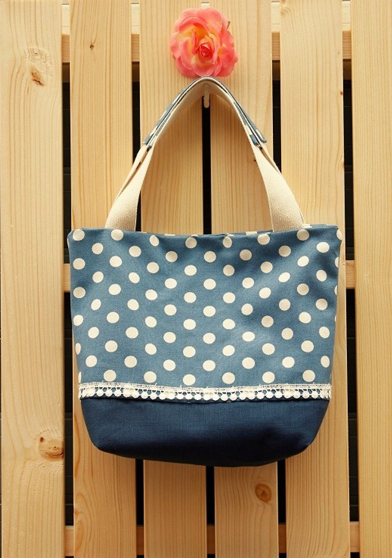 【十木米．Lorenza】森林系提袋 手提袋 #水玉大点 - 手提包/手提袋 - 其他材质 蓝色