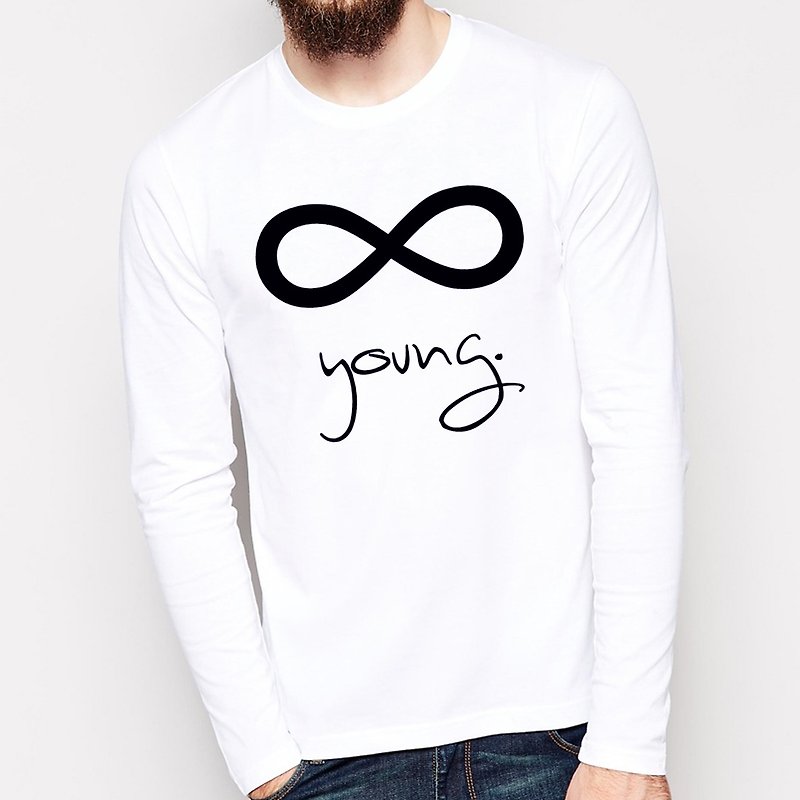 Forever Young-infinity长袖T恤-2色 永远年轻 文青 艺术 设计 时髦 文字 时尚 - 男装上衣/T 恤 - 其他材质 多色