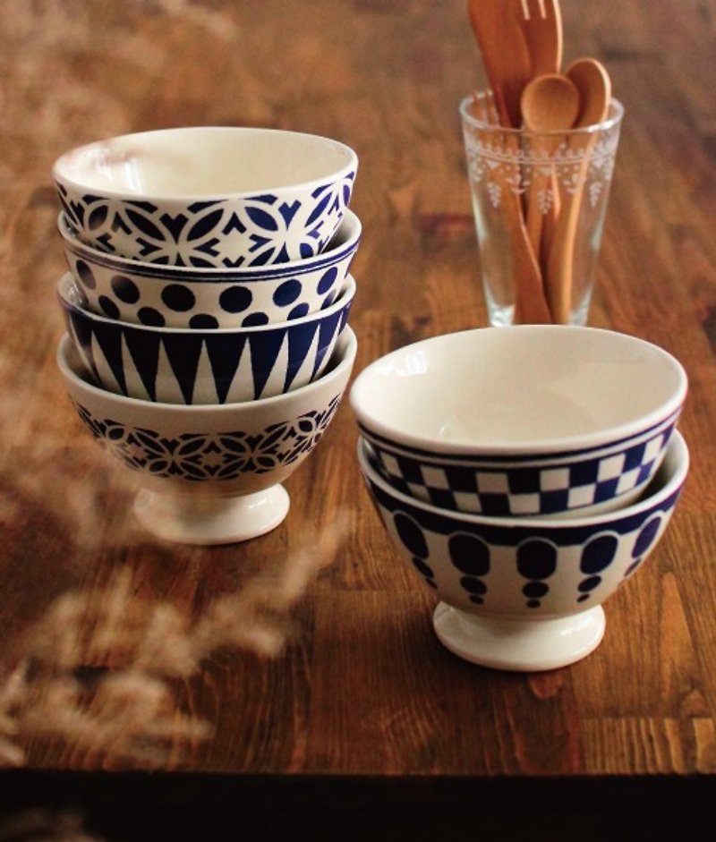 法国KTF咖啡欧蕾碗6件组/复古古董碗(青花瓷蓝) - 碗 - 其他材质 
