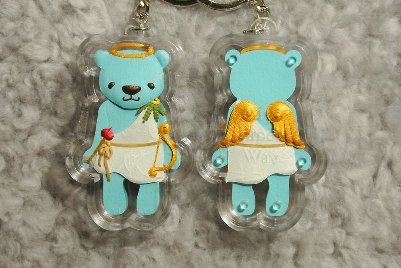 Dumpy Bear 纸雕小熊吊饰NO.15 - 钥匙链/钥匙包 - 纸 蓝色