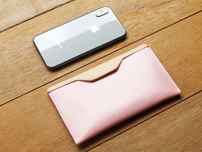 【韩系时尚】iPhone 15 ProMax真皮手机壳套 (定制化刻印/礼物) - 手机壳/手机套 - 真皮 粉红色