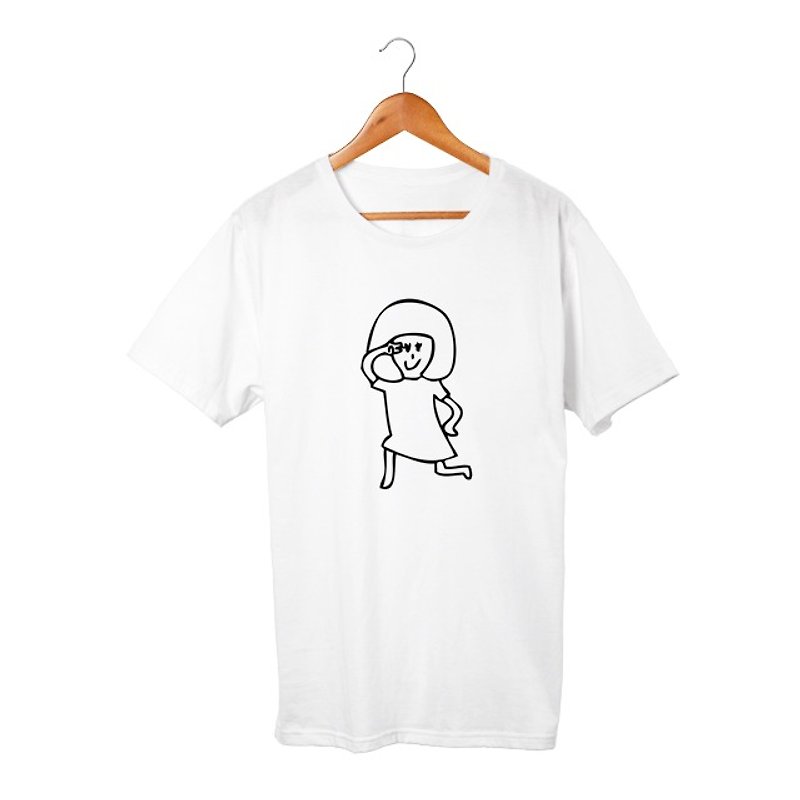 Allie #4 T-shirt - 中性连帽卫衣/T 恤 - 棉．麻 白色