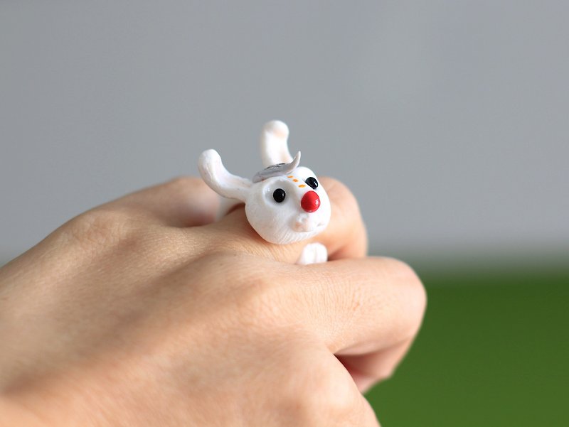 PearlCatCat // 小白兔戒指 - 动物戒指 - 戒指 - 其他材质 