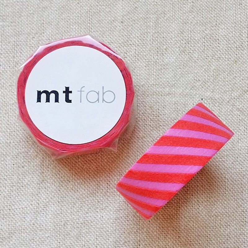 mt 和纸胶带 fab 植绒系列【斜纹款 粉红+红(MTFL1P15)】 - 纸胶带 - 纸 红色