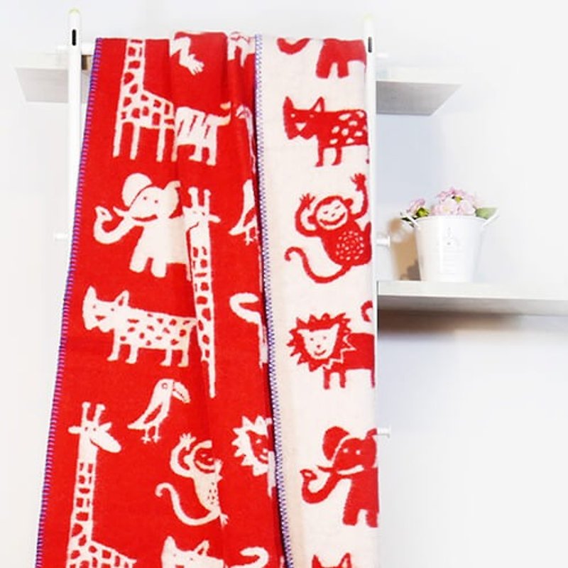 【保暖小被】瑞典Klippan有机羊毛毯--原野躲猫猫(红色) - 被子/毛毯 - 棉．麻 红色
