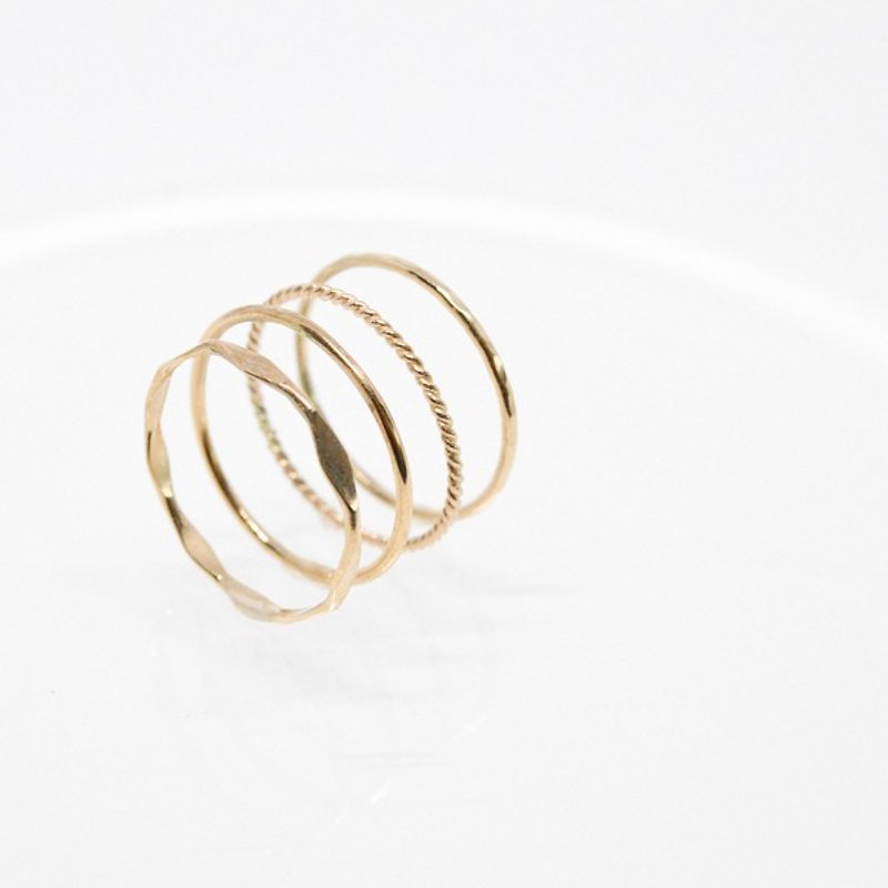 Ring／14kgf 4set Different Styles Rings - 戒指 - 其他金属 金色